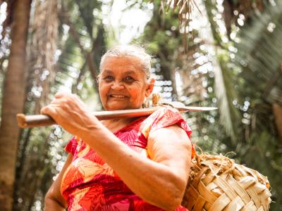 Antonia is a coconut breaker from Northeastern Brazil. Photo by Nay Jinknss